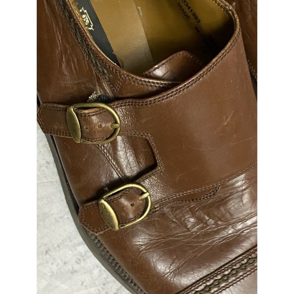 JONATHAN RICHARDS MEN'S BROWN GENUINE DOUBLE MONK STRAP DRESS SHOES SZ 10.5 D - Picture 3 of 9